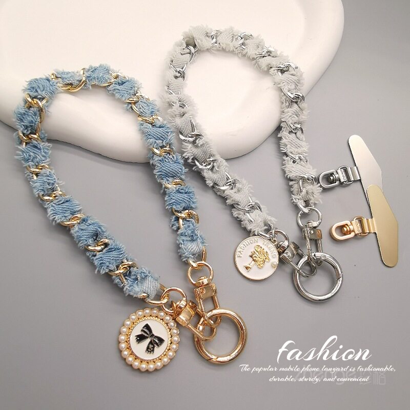 小香风绒布手链手机挂绳ins风时尚女士手腕挂饰结实耐用金属挂扣