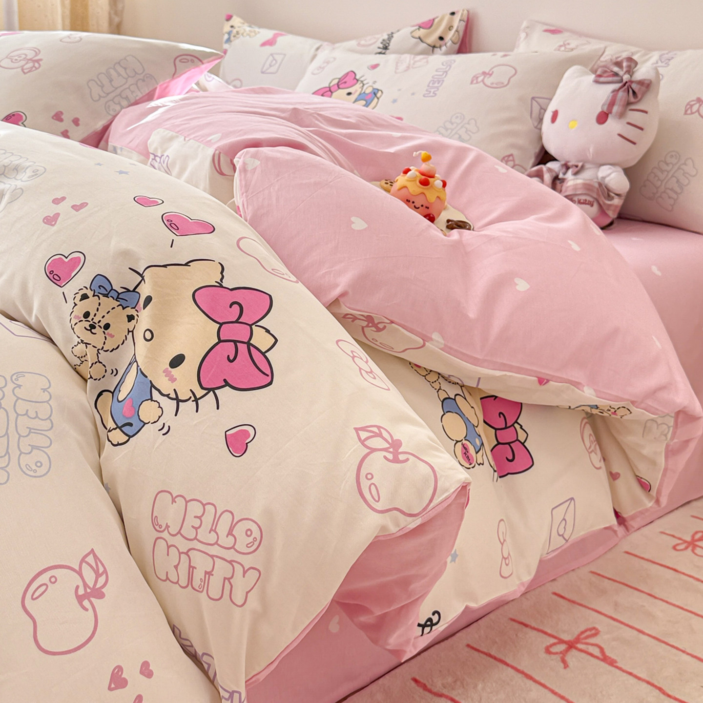 HelloKitty纯棉四件套全棉凯蒂猫儿童床品学生宿舍三件套被罩卡通