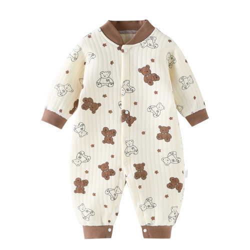 三折品牌撤柜清仓夏季童装亲子装保暖夹棉宝宝三层加厚爬服连体衣