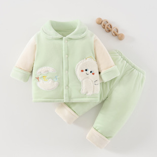 三折品牌清仓撤柜婴幼儿秋冬季 分体两件套外穿 夹棉保暖棉袄棉裤