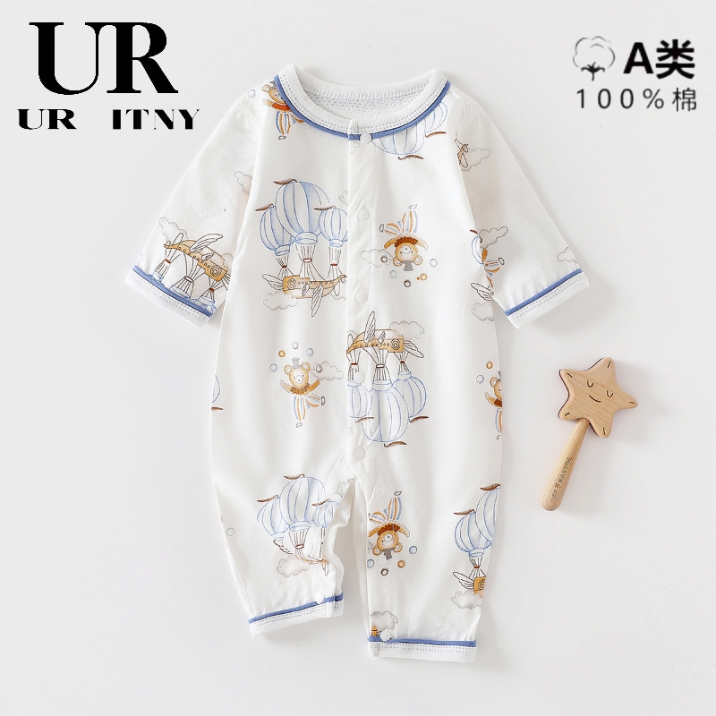 三折品牌撤柜清仓夏季童装亲子装连体衣薄款长袖哈衣爬服无骨衣