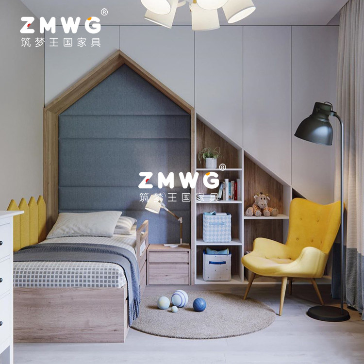 筑梦王国定制实木儿童家具简约男孩单人床组合房子床女孩双人床