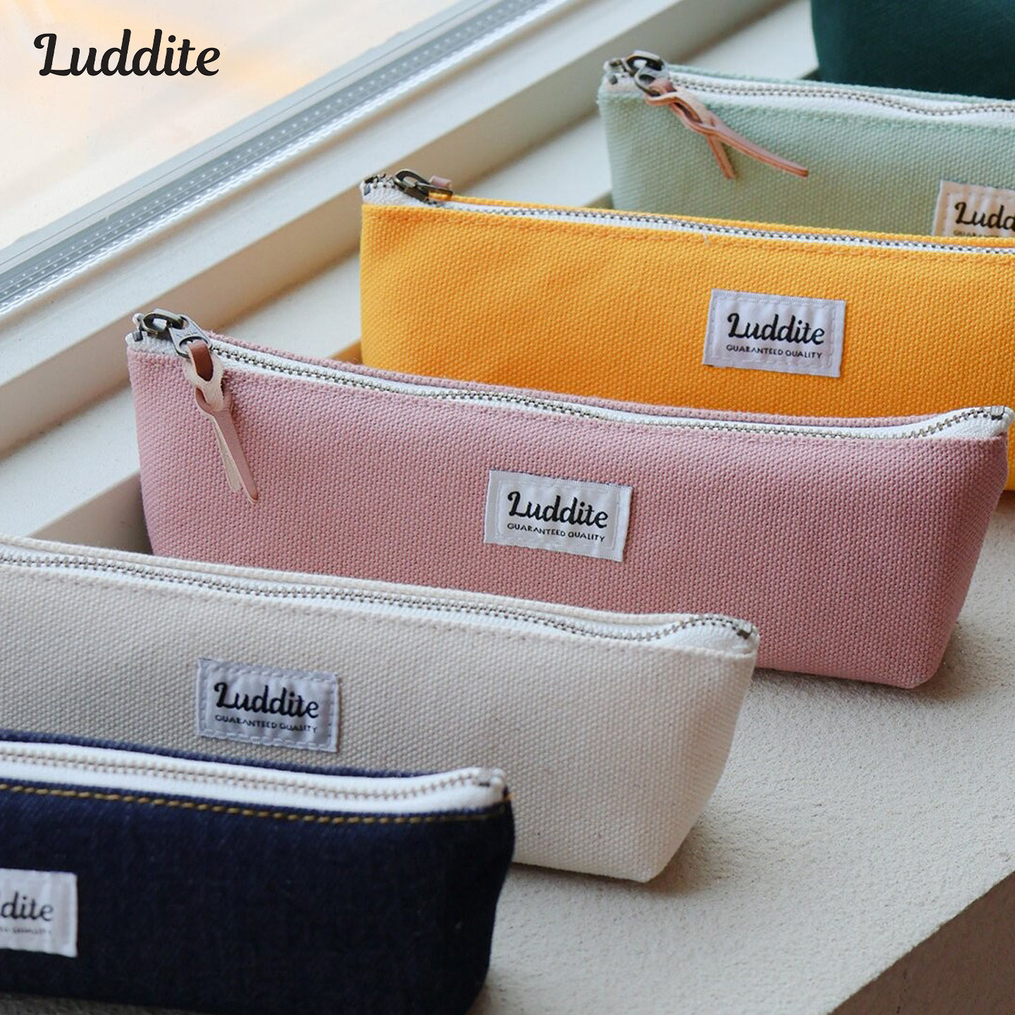 日本Luddite船型笔袋简约设计帆布牛仔布拼色收纳袋收纳高档钢笔