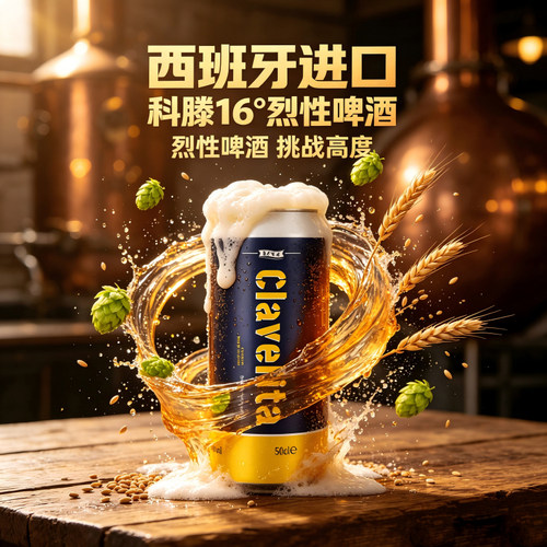 西班牙进口科滕啤酒16度强劲高度烈性酒500ml*24罐新老包装随机发