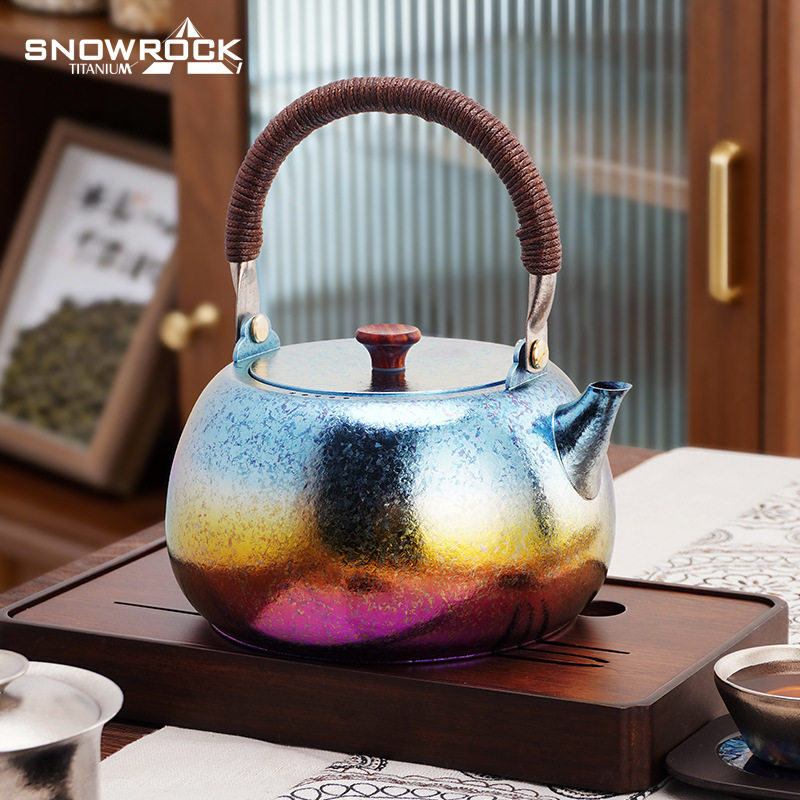 SNOWROCK纯钛提梁烧水壶户外便携式中式烧水泡茶壶高端礼品