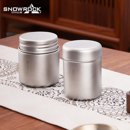 SNOW ROCK纯钛冰花茶叶罐快客杯户外喝茶套装简约轻奢便携式收纳