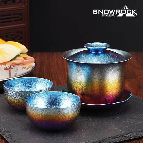 纯钛盖碗茶杯 无涂层茶具 耐高温防腐蚀 茶香不串味 茶道套装