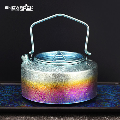 SNOWROCK户外露营纯钛烧水壶便携式水具大容量野营明火露营茶壶