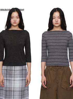 nomnonnomme 26SS一字领正肩版显瘦七分袖T恤