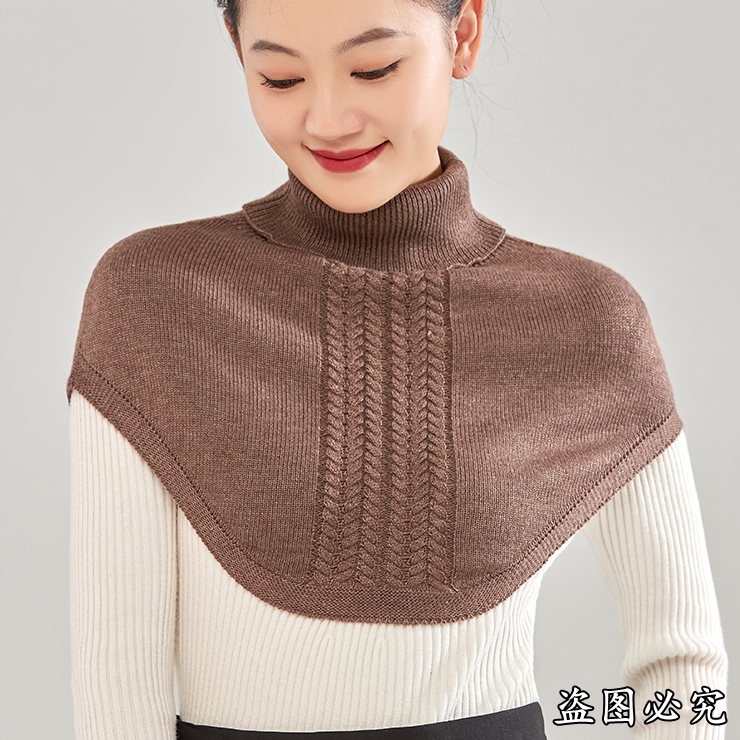 冬季纽花高领套头披肩女羊绒围脖