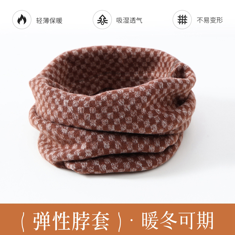 围脖秋冬季新款加厚纯棉保暖男女套头围巾韩版百搭小格颈椎护脖套