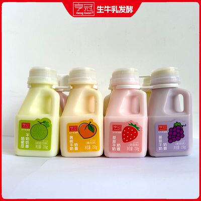 亨冠牛奶奶昔葡萄黄桃哈密瓜草莓水果发酵风味乳品饮料整箱瓶零食