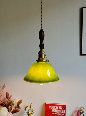 老上海复古餐厅吊灯 日式中古咖啡厅服装店美式vantage绿色玻璃灯