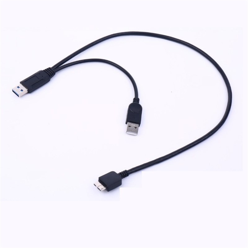 0.5米ucsb 3.0移动硬盘数据线连接线 双头USB转Micro-b 带辅助供
