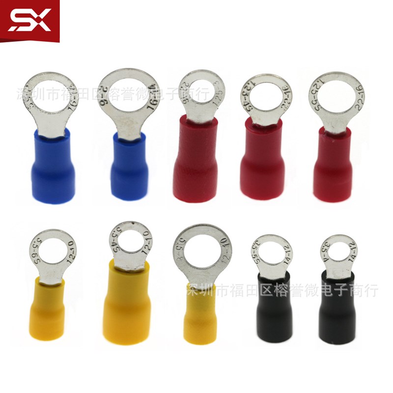 102PCS RV1.25/2/3.5/5.B5 冷压接线端子圆形电线绝缘端子10种规