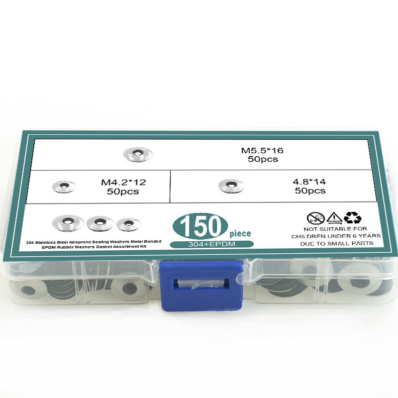 140pcs-150pcs 304+EPDM复合垫圈4.2*1I2/4.8*14 /5.5*16套