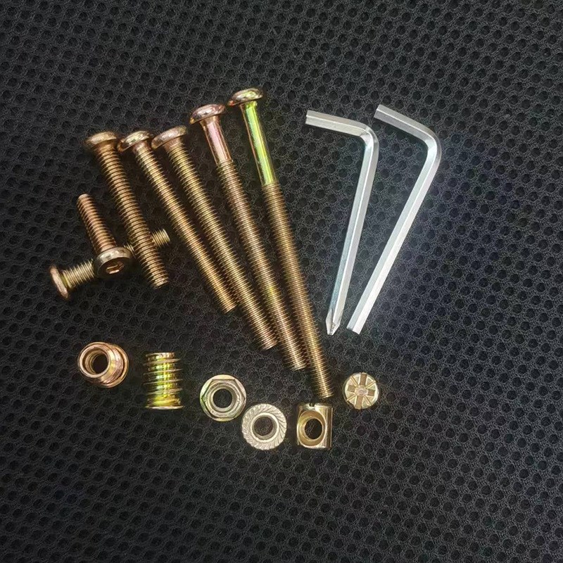 180pcs彩锌平m圆头内六角螺丝盒装 M6家具螺丝螺母套装送扳手