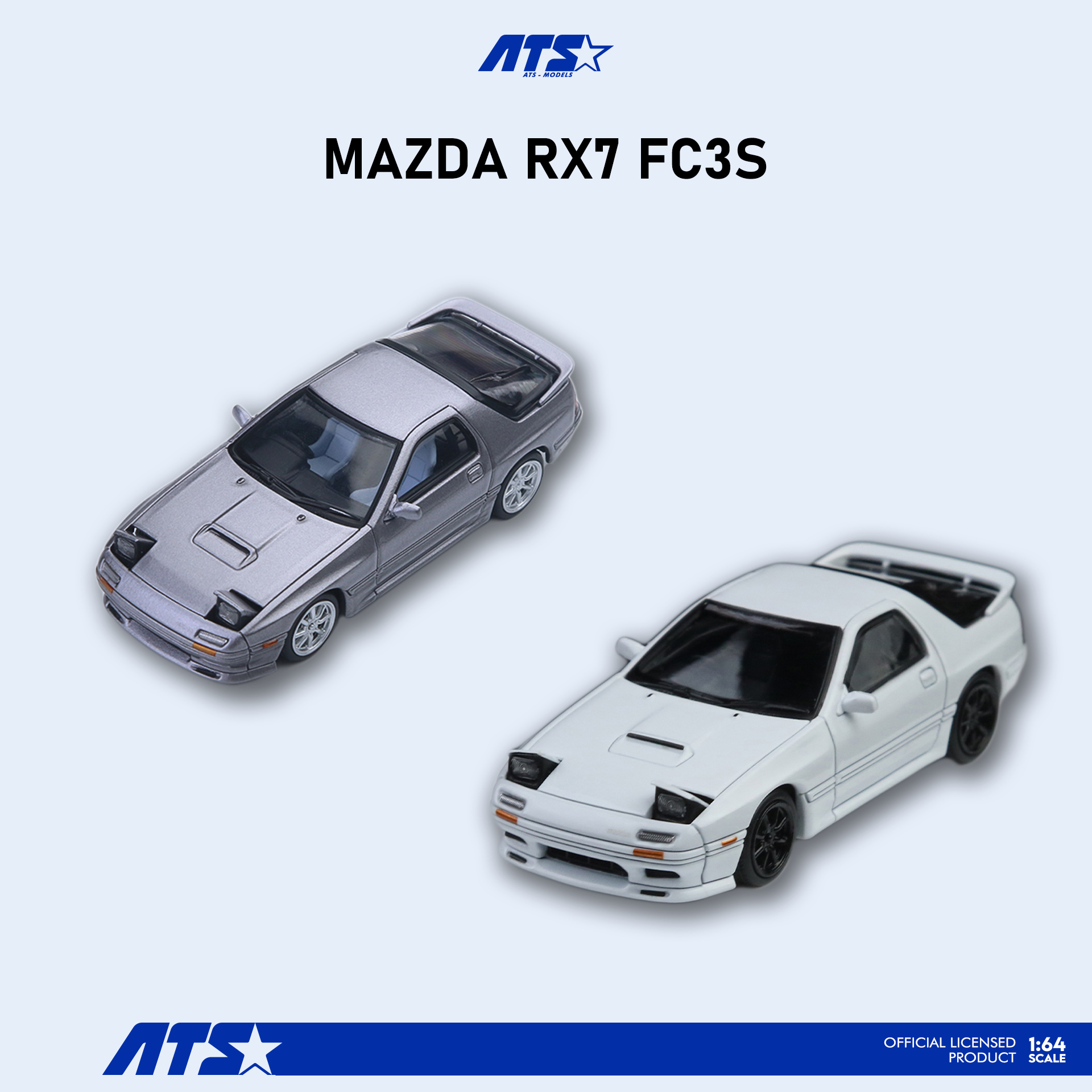 ATS爱特斯1：64 马自达RX7 FC3S 银灰 仿真合金汽车模型 摆件造型