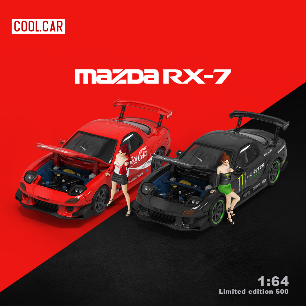 CoolCar1:64马自达RX-7雨宫开盖可口可乐1号魔爪仿真合金汽车模型