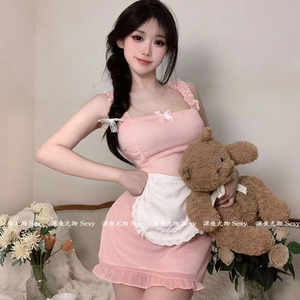 深夜尤物  日系少女角色扮演女仆性感甜美清纯可爱套装吊带裙qqny