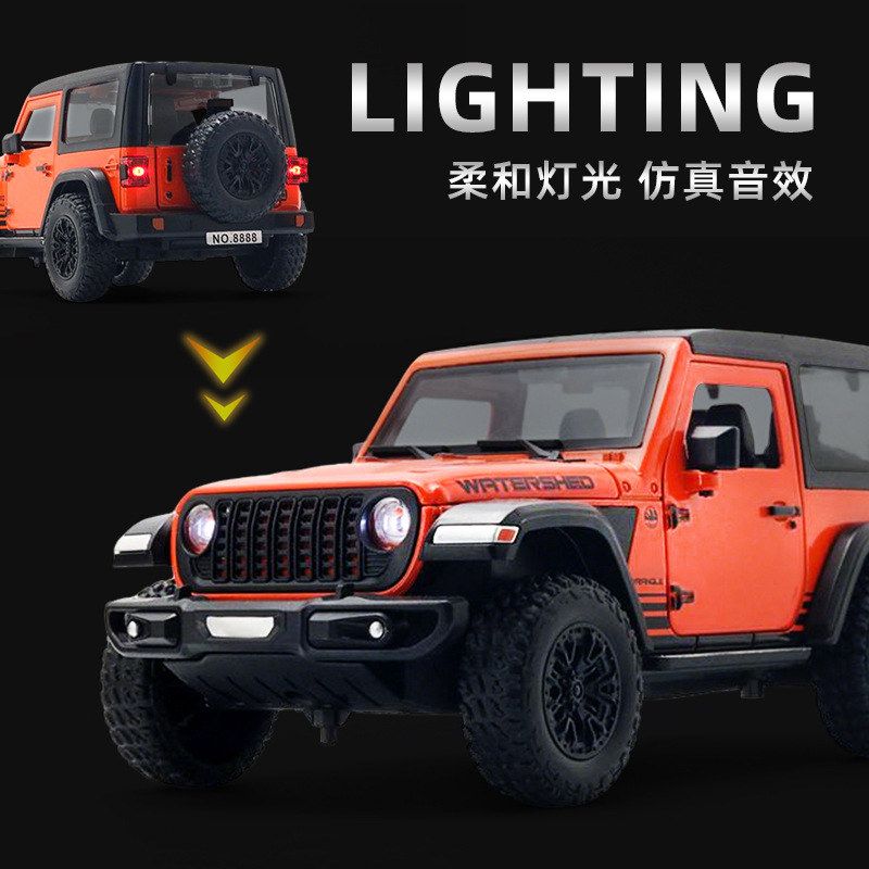 1/24牧马车模仿真越野车四开声光合金玩具车suv车汽车模型摆件