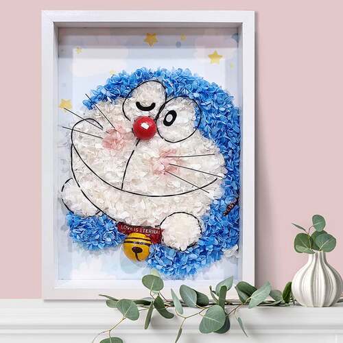永生花DIY画框材料包机器猫哆啦A梦创意画框摆件送男女友生日礼物