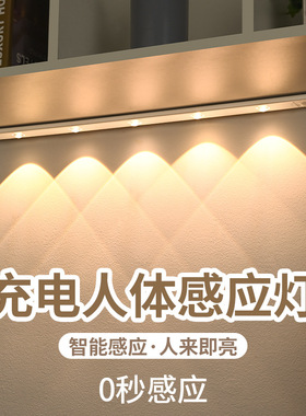 盲盒手办展示led充电人体感应灯无线自粘橱柜衣柜鞋柜小山丘灯条