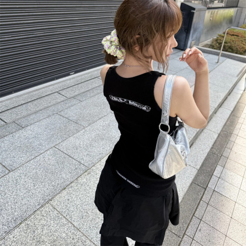 马蹄梵文印花吊带女夏季新款小众纯欲辣妹修身显瘦设计感外穿背心