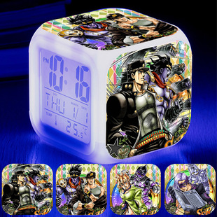 JOJO的奇妙冒险周边七彩发光闹钟学生床头电子手表桌面摆件闹铃