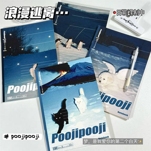 Poojipooji浪漫梦核系列B5骑马钉笔记本ins风学生通用简约本子