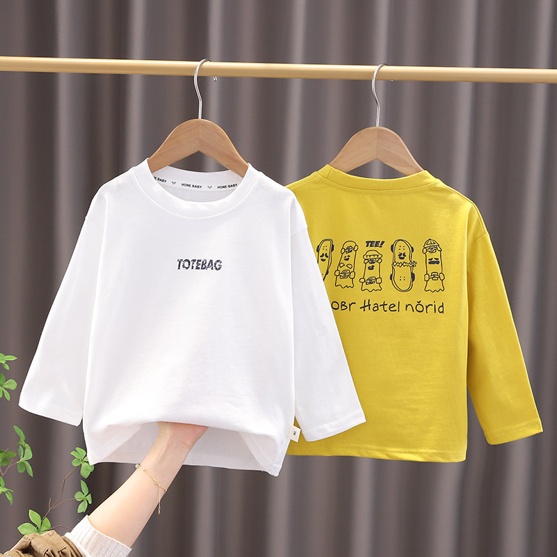 男童长袖t恤薄款春装新款儿童打底衫休闲春秋夏季女童圆领上衣潮