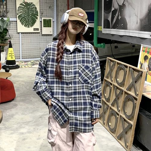 Ретро осенняя рубашка, кардиган, в американском стиле, свободный крой