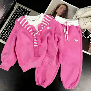 童装女童春秋套装中大童两件套披肩棉质绣花儿童卫衣韩版洋气休闲