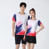 上衣速干透气乒乓球网球运动服定制夏 情侣款 羽毛球服男女套装 短袖
