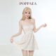 Poppaea法式 碎花蕾丝花边吊带带胸垫露背绑带睡裙女纯欲风睡衣