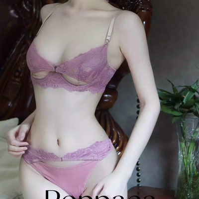 黑色镂空软钢圈胸罩Poppaea性感