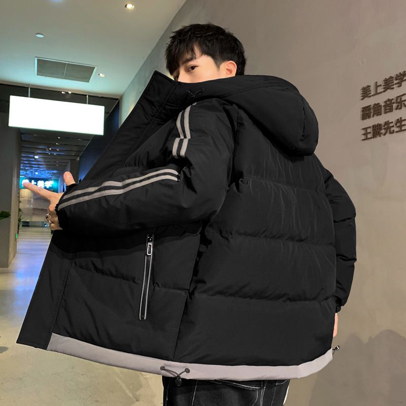 黑色短款厚外套男款秋冬季bomber廓形立领棒球夹克美式正肩棉衣