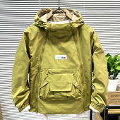 复古简约冲锋衣潮 美式 日系工装 套头夹克男连帽双拉链宽松外套秋季