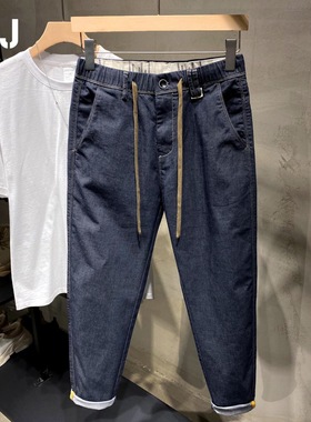 精神小伙春夏季九分牛仔裤男士网红百搭修身休闲弹力休闲束脚裤男