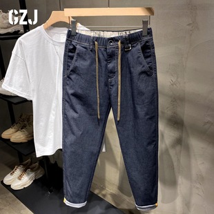 精神小伙春夏季九分牛仔裤男士网红百搭修身休闲弹力休闲束脚裤男