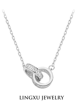 钛钢双环项链女简约百搭轻奢小众气质环环相扣百搭锁骨送闺蜜女友