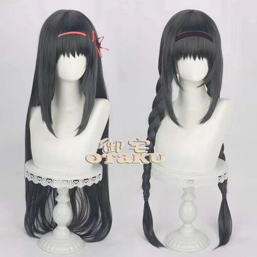 御宅 无需修剪 魔法少女小圆 晓美焰 cos假发 头皮顶 麻花辫