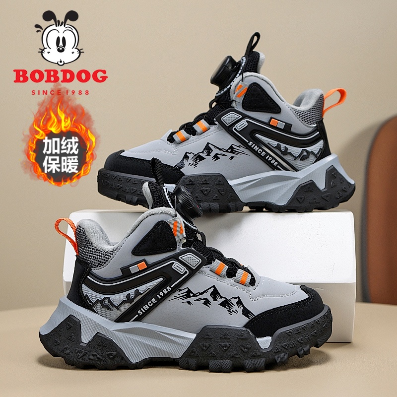 巴布豆童鞋男童棉鞋2025秋冬季新款儿童运动鞋加绒保暖户外休闲鞋