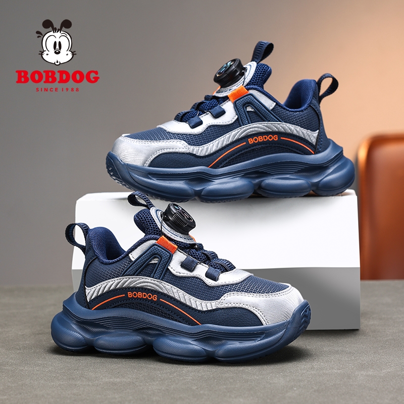 巴布豆童鞋儿童休闲鞋子男2025秋冬季新款皮面防水户外男童运动鞋
