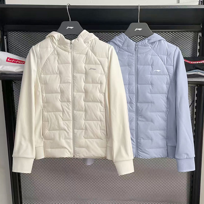 李宁女子鸭绒保暖羽绒拼接外套