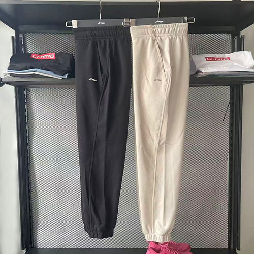 李宁束脚加绒保暖锁温宽松卫裤