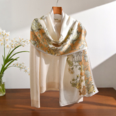 真丝丝巾妈妈款 轻奢高级感杭州丝绸桑蚕丝围巾披肩外搭珍珠缎长巾