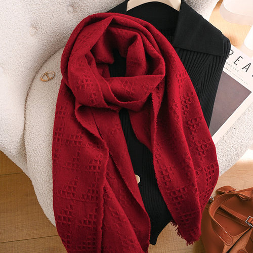 红色羊毛披肩外搭围巾本命年马年