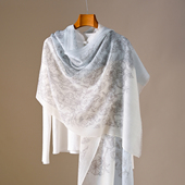 水彩蓝色薄羊绒围巾女秋冬高级感戒指绒丝巾轻奢纯羊绒披肩女外搭