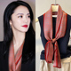 红色真丝长条丝巾系脖高级感女士2026新款 时尚 洋气飘带本命年围巾
